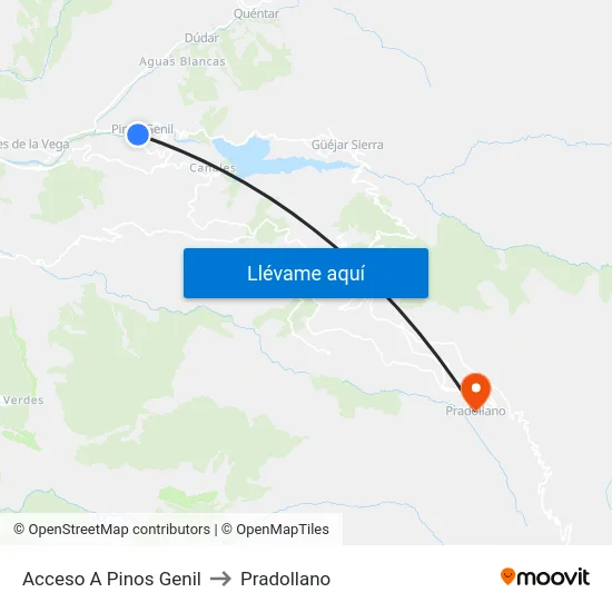 Acceso A Pinos Genil to Pradollano map