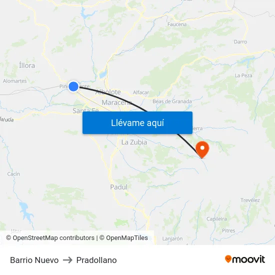 Barrio Nuevo to Pradollano map