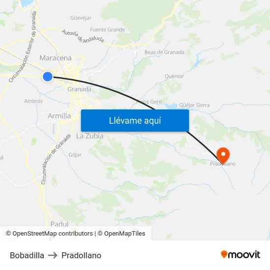 Bobadilla to Pradollano map