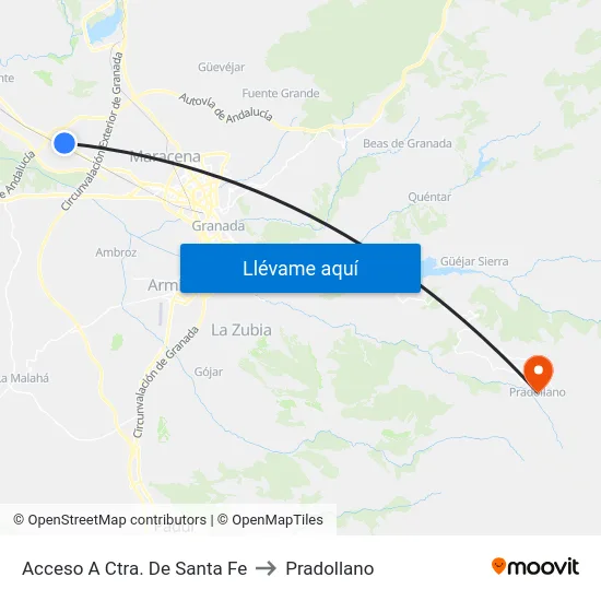 Acceso A Ctra. De Santa Fe to Pradollano map