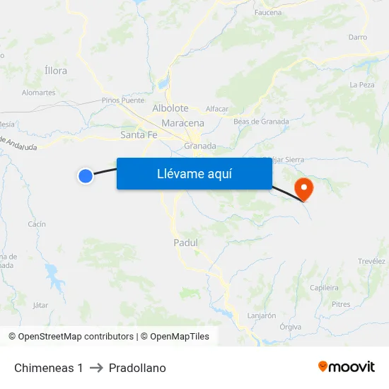 Chimeneas 1 to Pradollano map