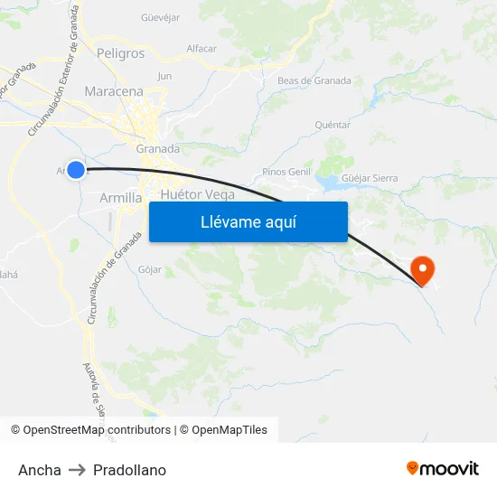 Ancha to Pradollano map
