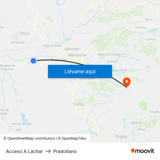 Acceso A Láchar to Pradollano map