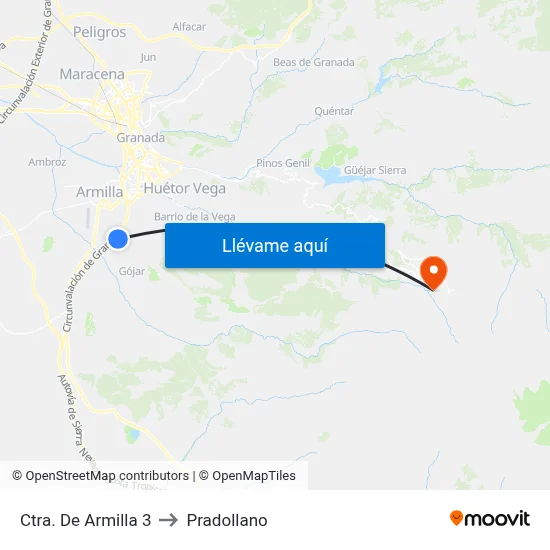 Ctra. De Armilla 3 to Pradollano map