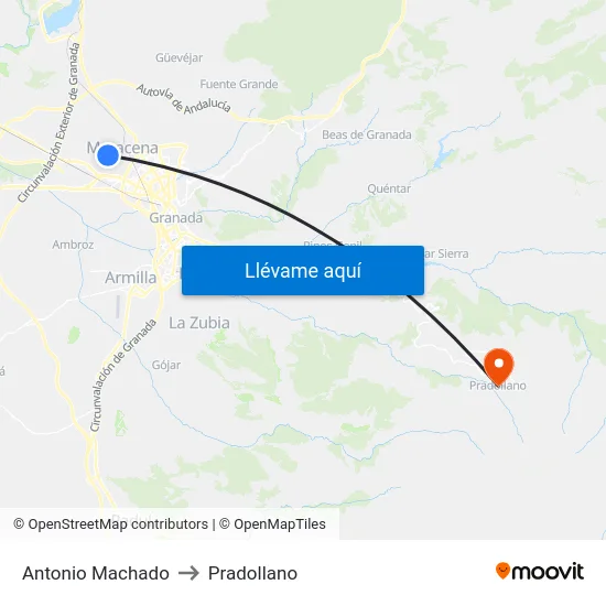 Antonio Machado to Pradollano map