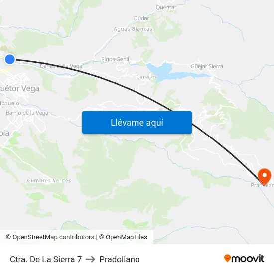 Ctra. De La Sierra 7 to Pradollano map