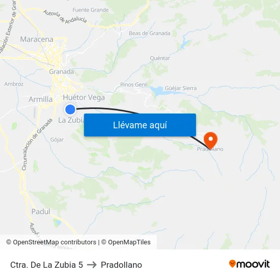 Ctra. De La Zubia 5 to Pradollano map