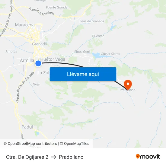 Ctra. De Ogíjares 2 to Pradollano map