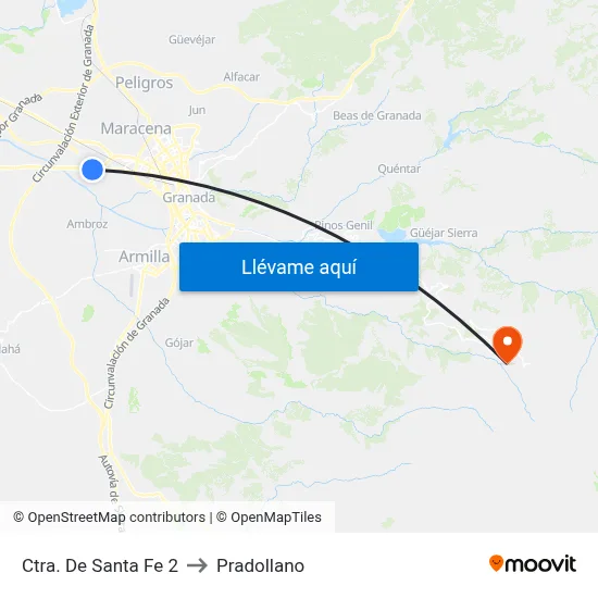 Ctra. De Santa Fe 2 to Pradollano map