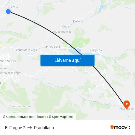 El Fargue 2 to Pradollano map