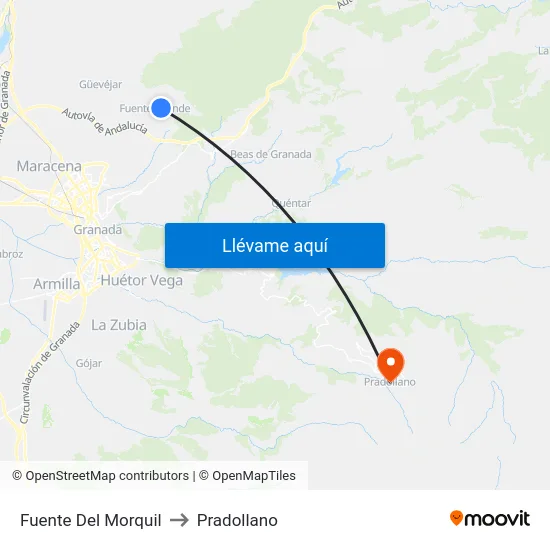 Fuente Del Morquil to Pradollano map