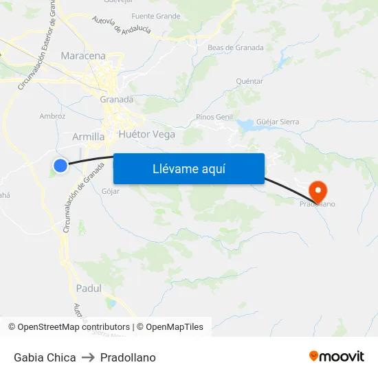 Gabia Chica to Pradollano map