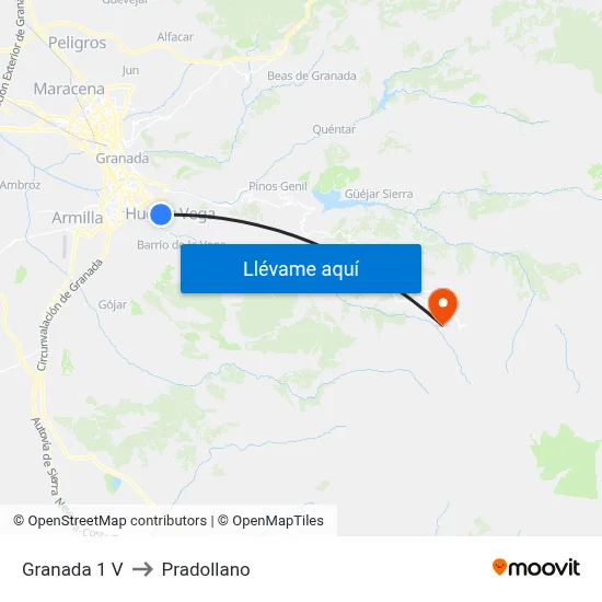 Granada 1 V to Pradollano map