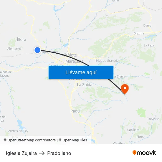 Iglesia Zujaira to Pradollano map