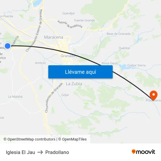 Iglesia El Jau to Pradollano map