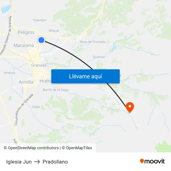 Iglesia Jun to Pradollano map