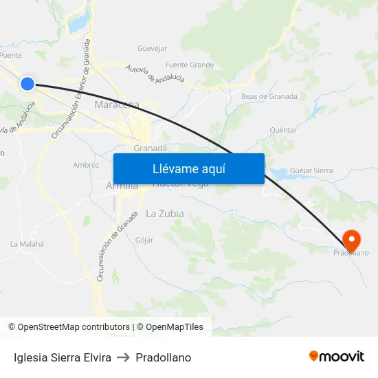Iglesia Sierra Elvira to Pradollano map