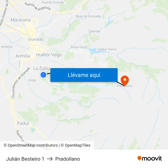 Julián Besteiro 1 to Pradollano map