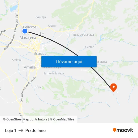 Loja 1 to Pradollano map