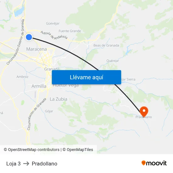 Loja 3 to Pradollano map