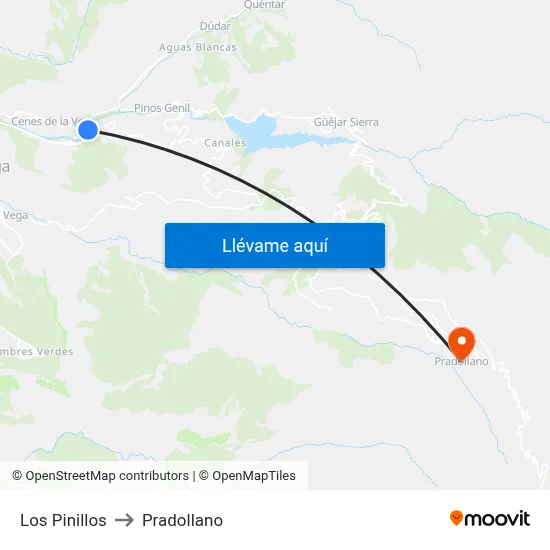 Los Pinillos to Pradollano map