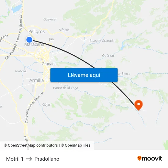 Motril 1 to Pradollano map