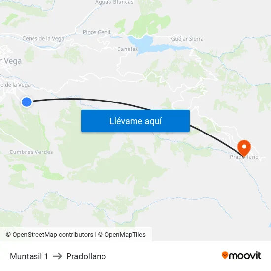 Muntasil 1 to Pradollano map
