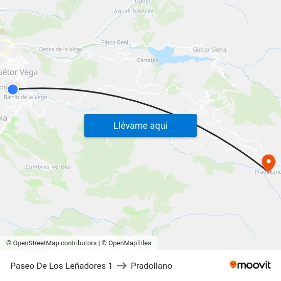 Paseo De Los Leñadores 1 to Pradollano map