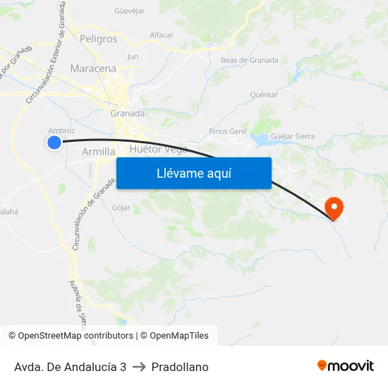 Avda. De Andalucía 3 to Pradollano map