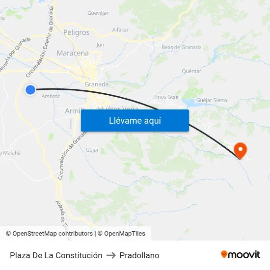 Plaza De La Constitución to Pradollano map
