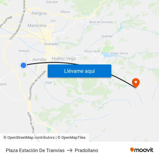 Plaza Estación De Tranvías to Pradollano map
