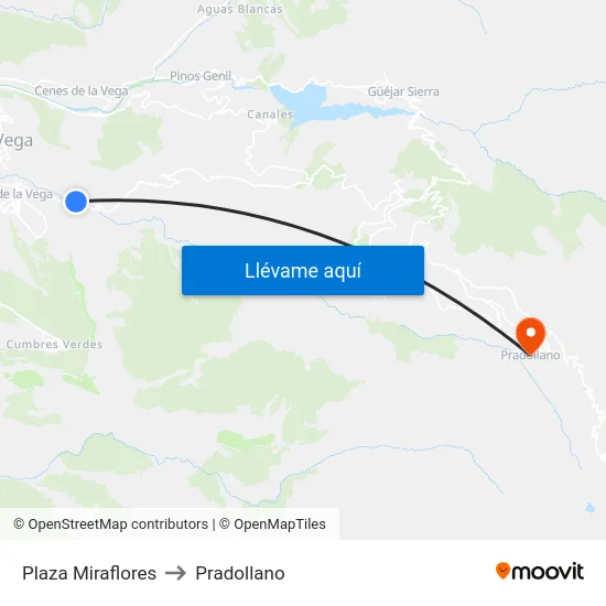 Plaza Miraflores to Pradollano map