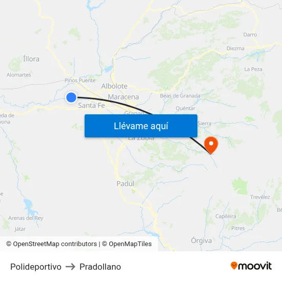Polideportivo to Pradollano map