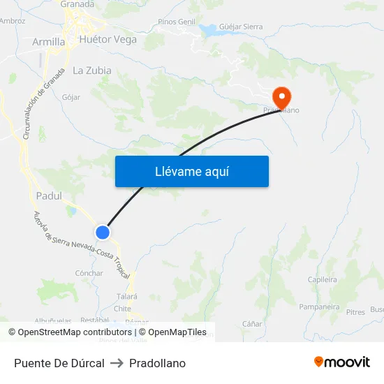 Puente De Dúrcal to Pradollano map