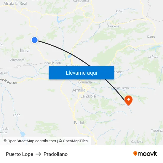 Puerto Lope to Pradollano map
