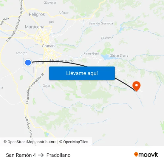 San Ramón 4 to Pradollano map
