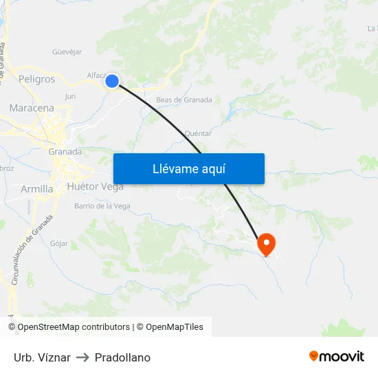 Urb. Víznar to Pradollano map
