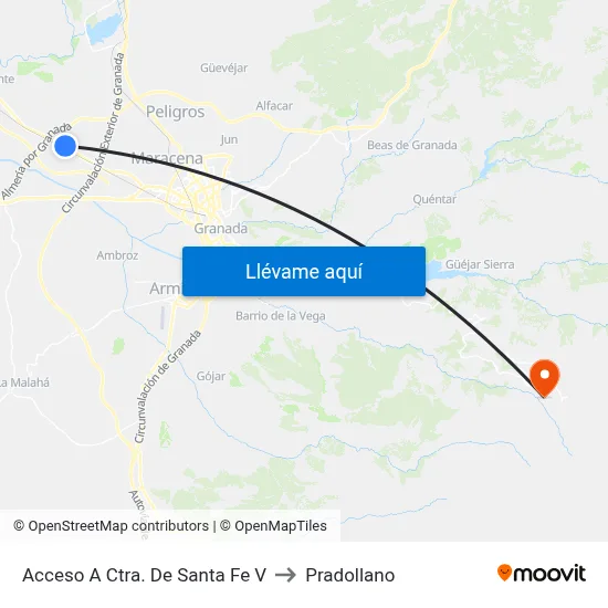 Acceso A Ctra. De Santa Fe V to Pradollano map