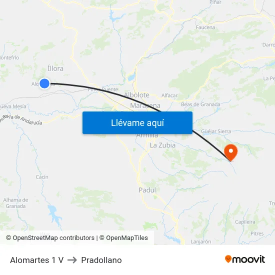 Alomartes 1 V to Pradollano map