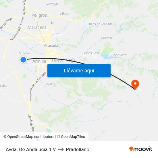 Avda. De Andalucía 1 V to Pradollano map