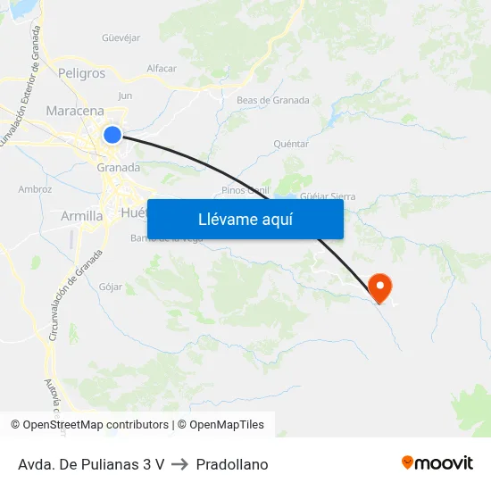 Avda. De Pulianas 3 V to Pradollano map