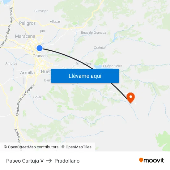 Paseo Cartuja V to Pradollano map