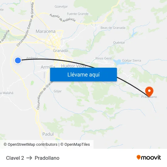 Clavel 2 to Pradollano map
