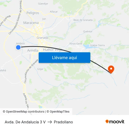 Avda. De Andalucía 3 V to Pradollano map