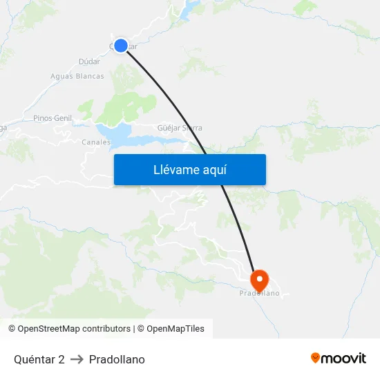 Quéntar 2 to Pradollano map