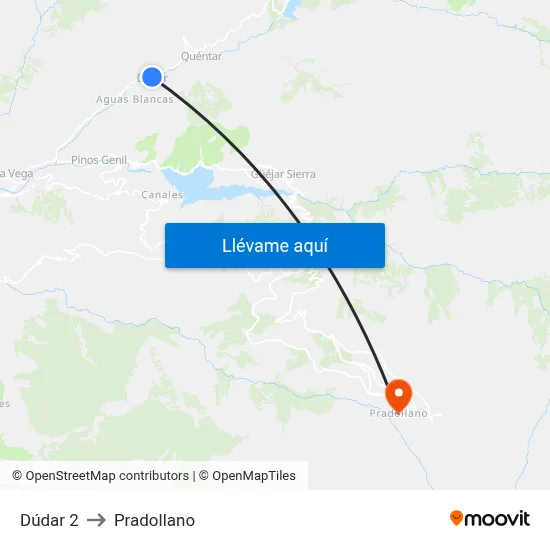 Dúdar 2 to Pradollano map