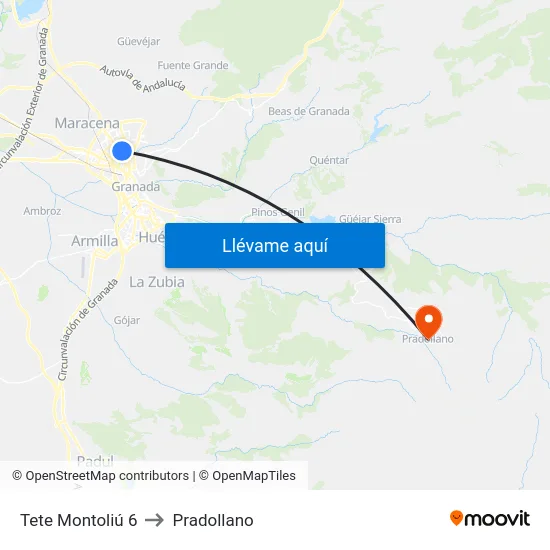 Tete Montoliú 6 to Pradollano map
