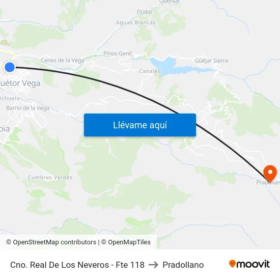 Cno. Real De Los Neveros - Fte 118 to Pradollano map