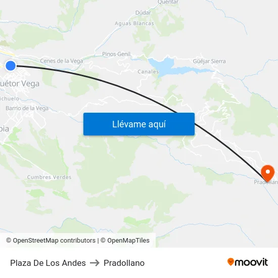 Plaza De Los Andes to Pradollano map