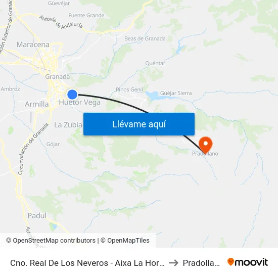Cno. Real De Los Neveros - Aixa La Horra to Pradollano map